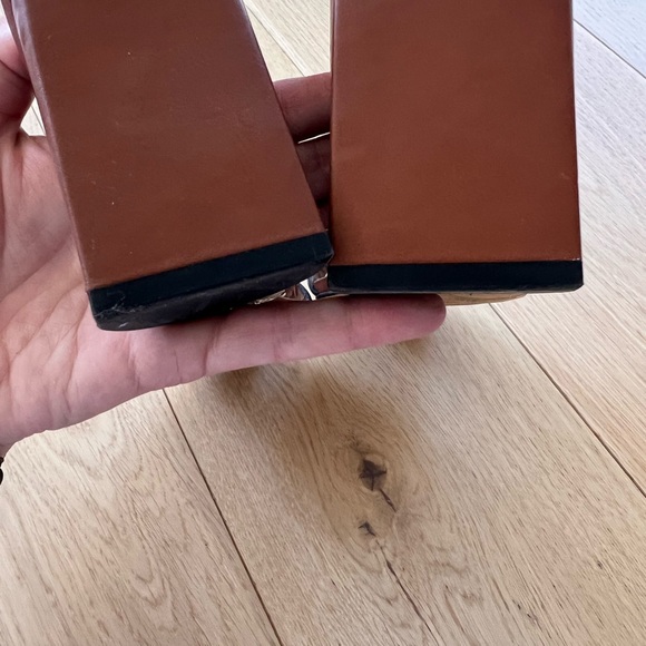 ZARA Brown Leather Crossover Block Heel Mules – Size 39 – Worn Twice - Picture 7 of 8